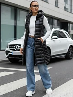 Dámská prošívaná vesta s kapucí TY5255 černá - FashionStreet