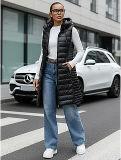 Dámská prošívaná vesta s kapucí TY5255 černá - FashionStreet