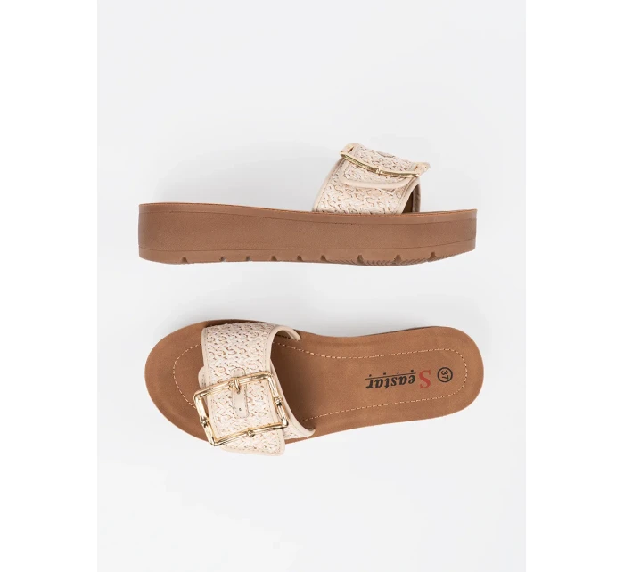 Pohodlné  nazouváky dámské Jasnobeżowy platforma