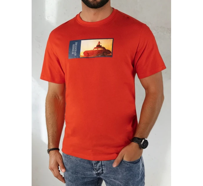 Pánské oranžové tričko s potiskem FashionStreet RX5486