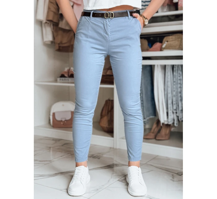 Dámské kalhoty slim fit s páskem LINESKA modrá FashionStreet UY2577