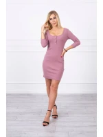 Šaty s knoflíkovým výstřihem tmavě růžové Šaty s knoflíkovým výstřihem tmavě růžové