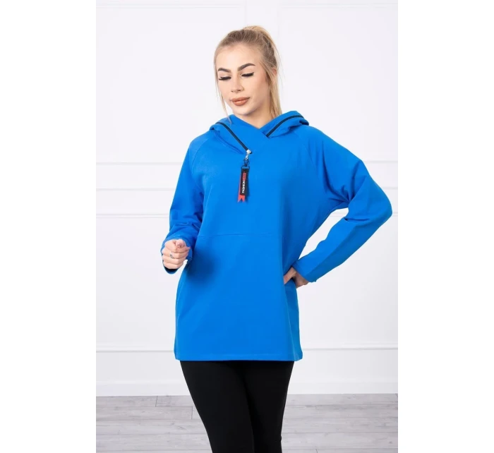 Chrpová tunika s kapucí Oversize na zip