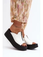 Zazoo 2916 Dámské Žabky na Masivní Platformě se Zipem Bílé