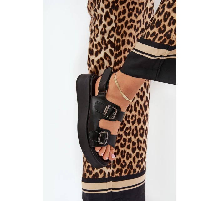 Dámské sandály na platformě a klínu s přezkami černé model 21688802 - Boto