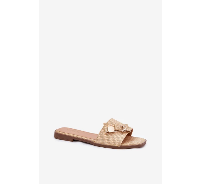 Dámské Pantofle Na Plochém Podpatku S Mašlí Béžové Sallariela Dámské Pantofle Na Plochém Podpatku S Mašlí Béžové Sallariela