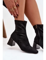 Dámské kotníkové boty na podpatku z eko semiše Olianne