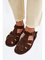 Dámské Sandály Ploché z Semiše Big Star Čokoládové model 22064182 - Big Star Shoes Dámské Sandály Ploché z Semiše Big Star Čokoládové model 22064182 - Big Star Shoes