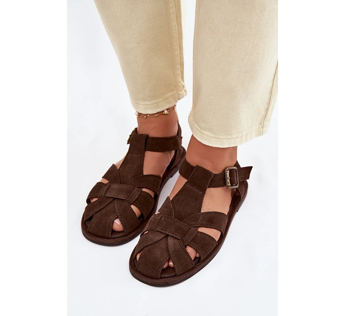 Dámské Sandály Ploché z Semiše Big Star Čokoládové model 22064182 - Big Star Shoes Dámské Sandály Ploché z Semiše Big Star Čokoládové model 22064182 - Big Star Shoes