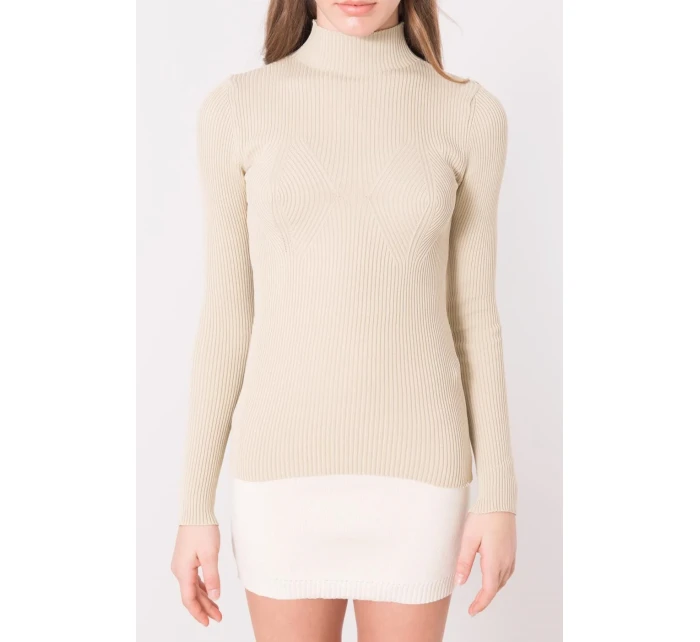 Sweter model 18484169 jasny beżowy - FPrice Sweter model 18484169 jasny beżowy - FPrice