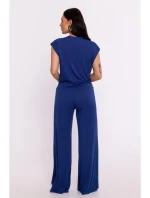 B288 Viskózový zavinovací top s výstřihem do V - modrý B288 Viskózový zavinovací top s výstřihem do V - modrý