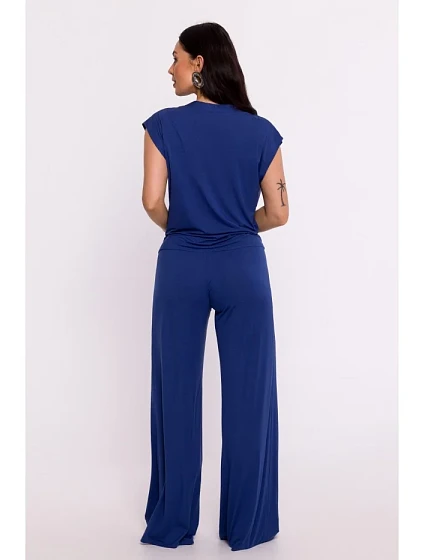 model 19670605 Viskózový zavinovací top s výstřihem do V modrý - BeWear