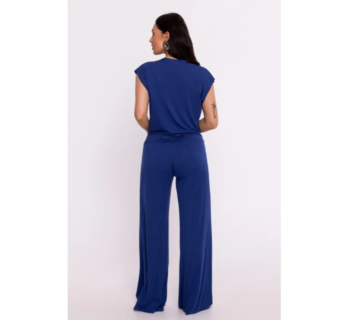 B288 Viskózový zavinovací top s výstřihem do V - modrý B288 Viskózový zavinovací top s výstřihem do V - modrý