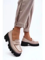 Kožené dámské mokasíny Béžová