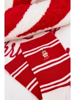 Dámské vánoční ponožky s pruhy a medvídkem – červené Dámské vánoční ponožky s pruhy a medvídkem – červené