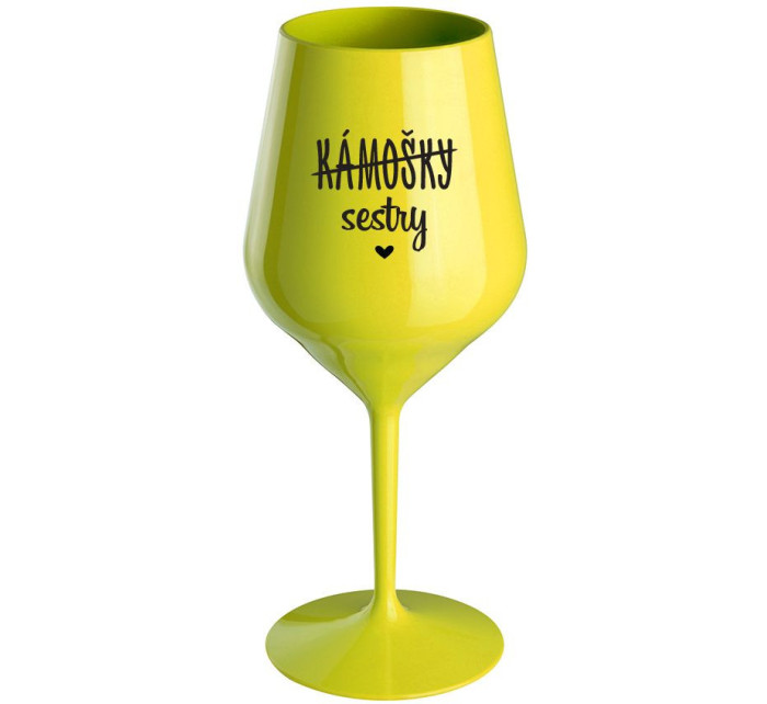 KÁMOŠKY - SESTRY - žlutá nerozbitná sklenice na víno 470 ml