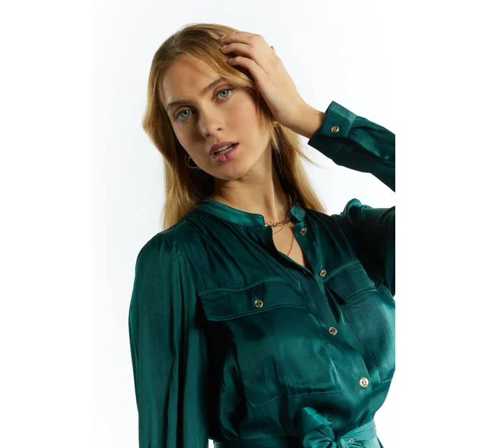 Dámské saténové šaty Bottle 1210-009 zelené - Monnari Dámské saténové šaty Bottle 1210-009 zelené - Monnari