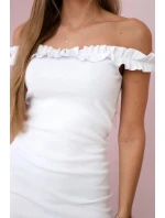 Dámské španělské šaty s volánky 9097 Bílá - K-Fashion