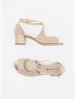 Zajímavé  sandály dámské hnědé na širokém podpatku