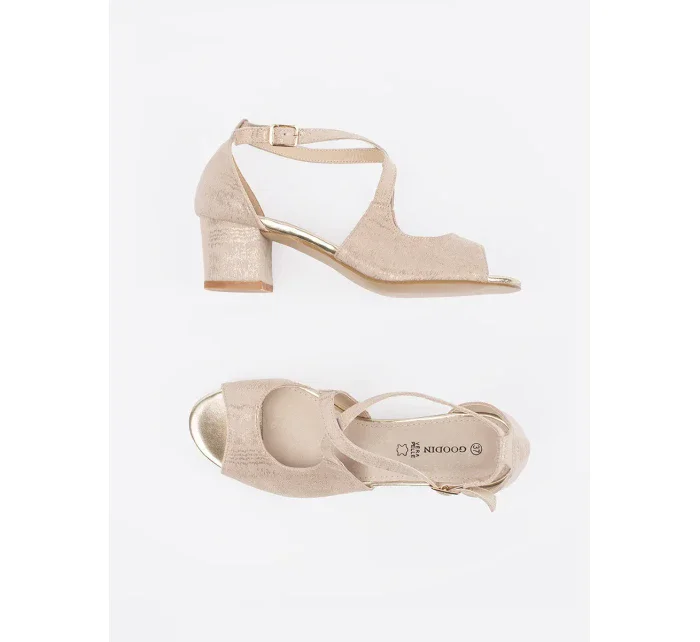 Zajímavé  sandály dámské hnědé na širokém podpatku