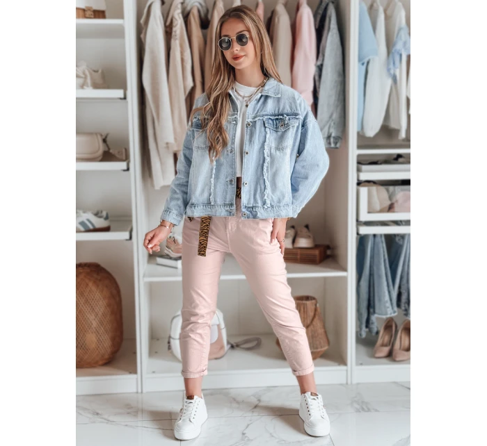 Dámské kalhoty s páskem MADELINA růžové FashionStreet UY2627