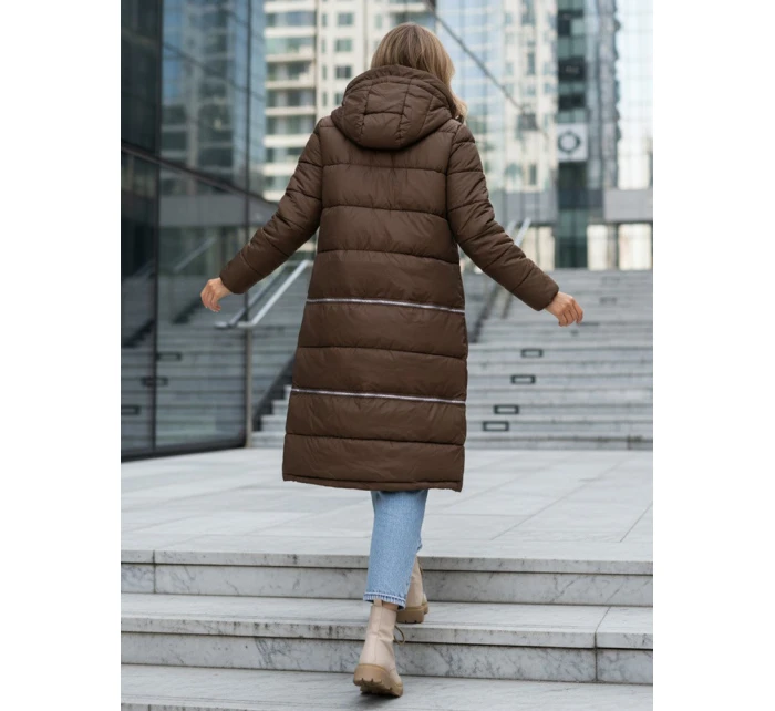 FashionStreet dámská zimní dlouhá hnědá bunda TY5475