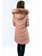 DŁUGA PIKOWANA KURTKA DAMSKA ZIMOWA RÓŻ model 21241982 - Libland