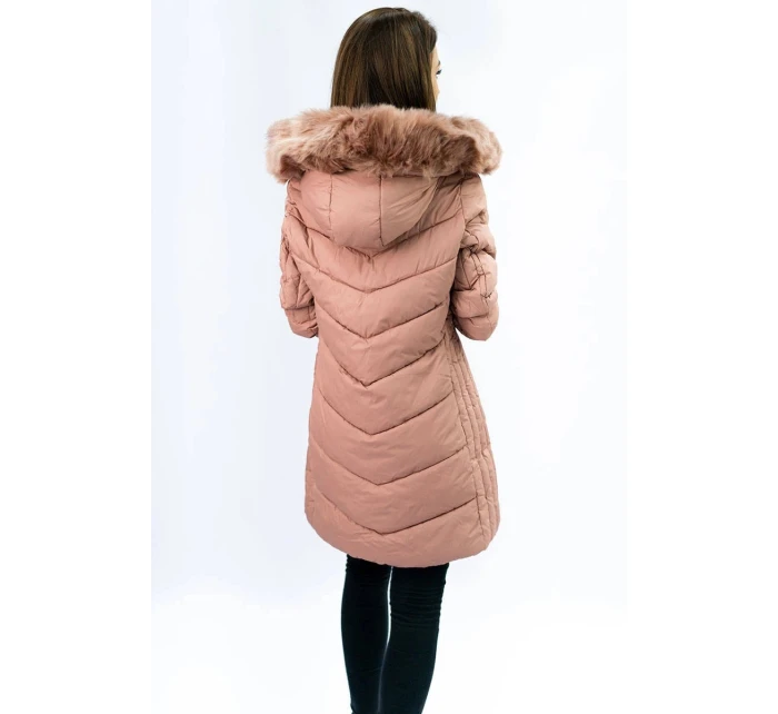 DŁUGA PIKOWANA KURTKA DAMSKA ZIMOWA RÓŻ model 21241982 - Libland