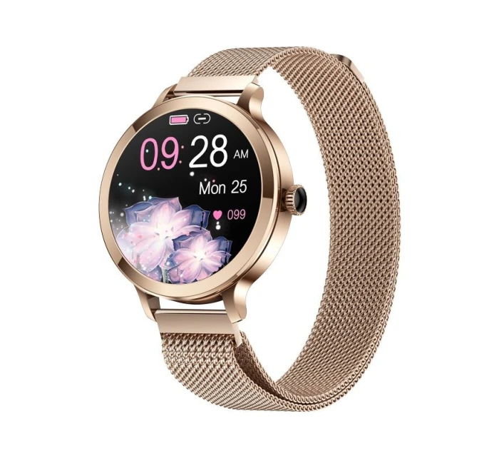 Dámské chytré hodinky VELTORI VT340-1 Zlatý náramek + růžový silikonový řemínek Dámské chytré hodinky VELTORI VT340-1 Zlatý náramek + růžový silikonový řemínek