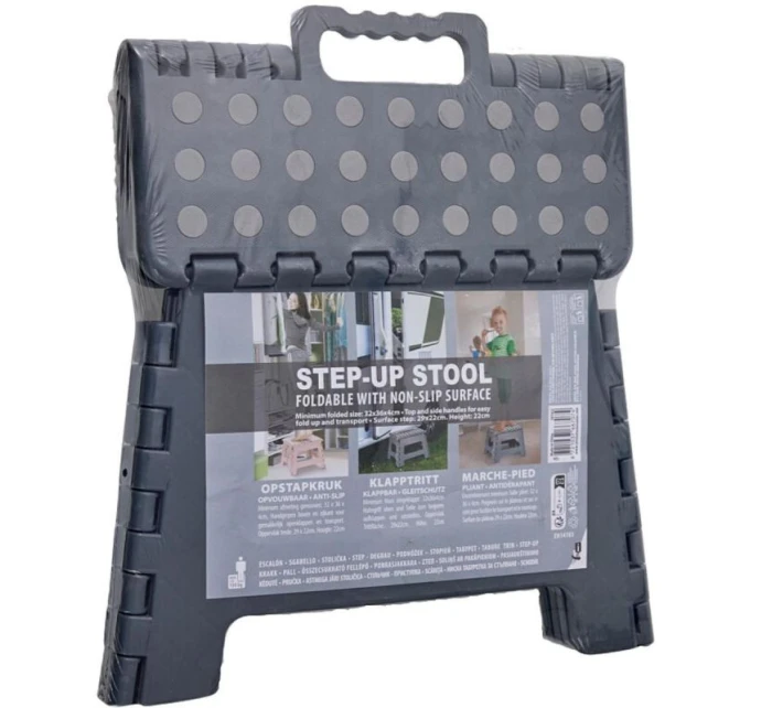 PROTISKLUZOVÁ SKLÁDACÍ STOLIČKA ŠEDÁ