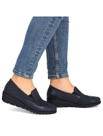 Dámské kožené boty na platformě v tmavě modré barvě model 21910589 - Rieker Dámské kožené boty na platformě v tmavě modré barvě model 21910589 - Rieker