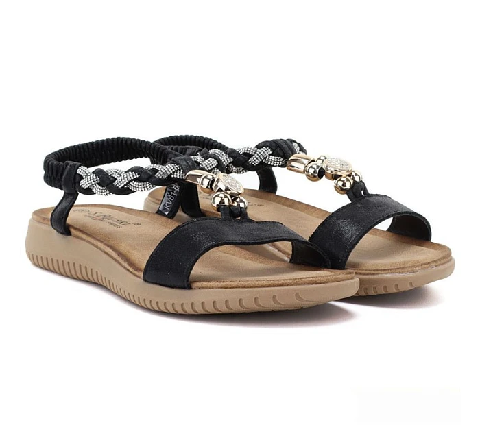 Dámské sandály s gumovou podrážkou černé S.Barski KV61-6051