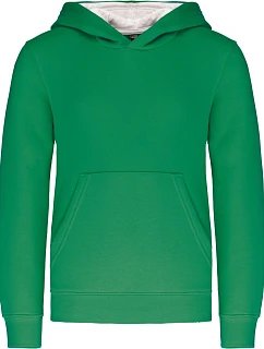 K 453 Dětská kontrastní mikina s kapucí model 22509471 light kelly green/white - Kariban