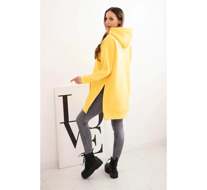Zateplená mikina s rozparky na bocích žlutá