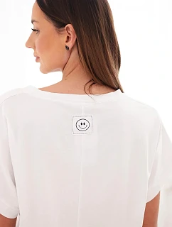 Dámská bavlněná halenka s výstřihem do V a krátkým rukávem bílá