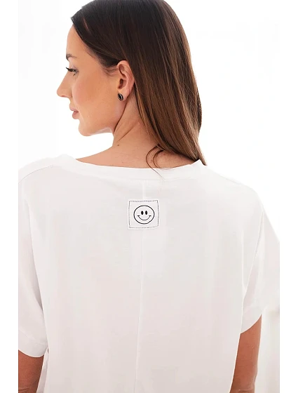 Dámská bavlněná halenka s výstřihem do V a krátkým rukávem bílá