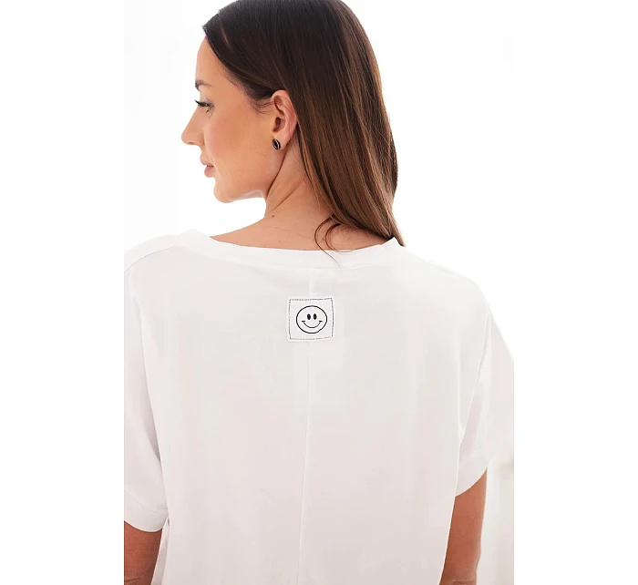 Dámská bavlněná halenka s výstřihem do V a krátkým rukávem bílá