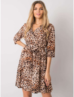 Béžové a černé šaty Abhiri s leopardím vzorem