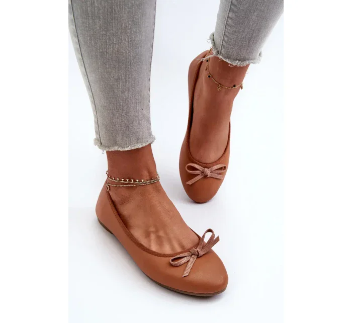 Ekologické Kožené Baletní Byty S Lukem Velbloud Sandelal Ekologické Kožené Baletní Byty S Lukem Velbloud Sandelal