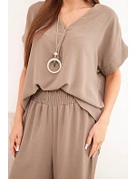 Komplet s náhrdelníkem halenka + kalhoty fango