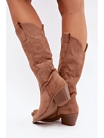 Dámské Kožené Kozačky na Podpatku Camel Wesly