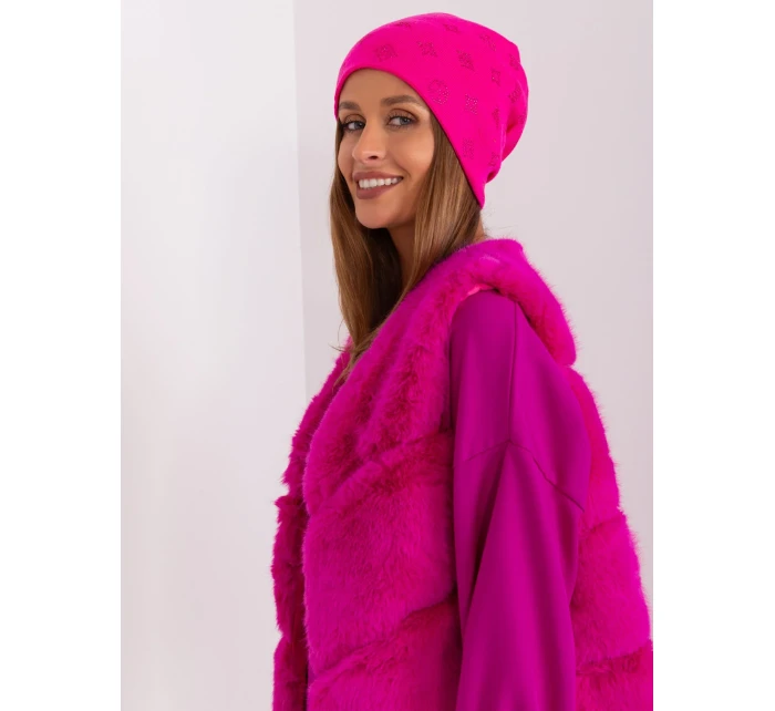 Czapka AT CZ model 18997560 ciemny różowy - FPrice