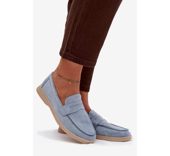 Dámské mokasíny z eko semiše – modré Renelia