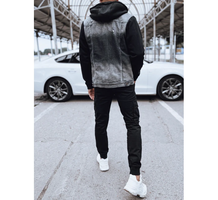 Pánská šedá džínová bunda s kapucí FashionStreet TX4720