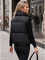 Dámská prošívaná zateplená krátká černá vesta FashionStreet TY5970 Dámská prošívaná zateplená krátká černá vesta FashionStreet TY5970