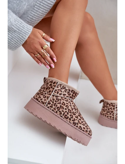 Dámské Sněhule S Leopardím Vzorem Na Platformě Zateplené Kožíškem Hnědé Xamella Dámské Sněhule S Leopardím Vzorem Na Platformě Zateplené Kožíškem Hnědé Xamella