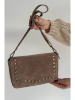 Semišová kožená kabelka s cvočky – béžová Rhenna Semišová kožená kabelka s cvočky – béžová Rhenna