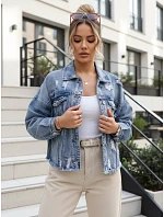 Dámská džínová bunda s odřenou modrou FashionStreet TY5688
