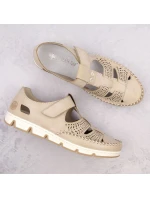 Rieker W RKR651 béžové kožené polobotky s háčkem a smyčkou