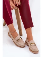 Dámské mokasíny s pletením a zlatým detailem béžové model 21688116 - Boto Dámské mokasíny s pletením a zlatým detailem béžové model 21688116 - Boto